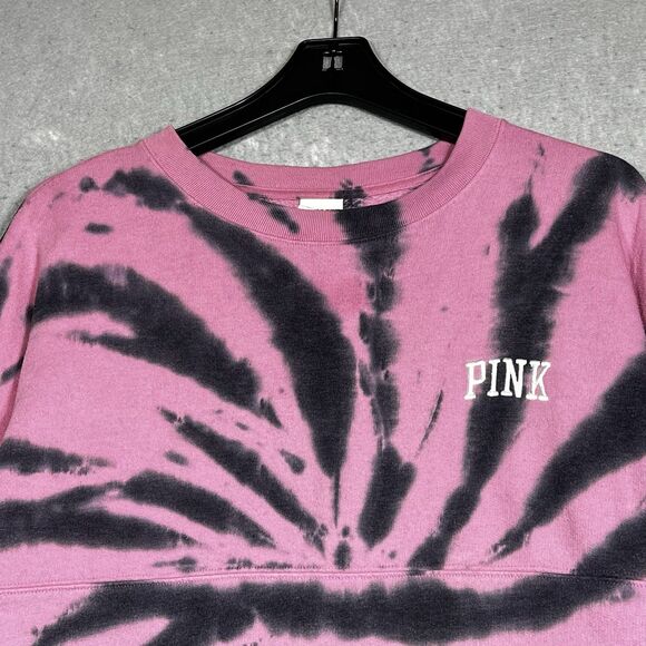 PINK Victorias Secret Sweater Womens Small Dahlia Print Varsity Crew Jacket Top - Picture 4 of 12